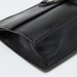 Gucci Black Leather Flap Wristlet Pouch