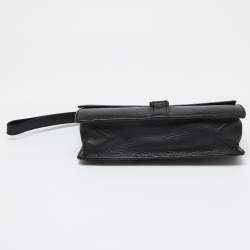 Gucci Black Leather Flap Wristlet Pouch