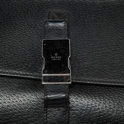 Gucci Black Leather Flap Wristlet Pouch