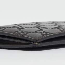 Pre Owned Gucci Black Guccissima Leather Bifold Long Wallet