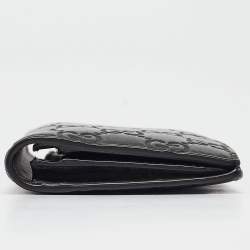 Pre Owned Gucci Black Guccissima Leather Bifold Long Wallet