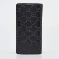 Pre Owned Gucci Black Guccissima Leather Bifold Long Wallet