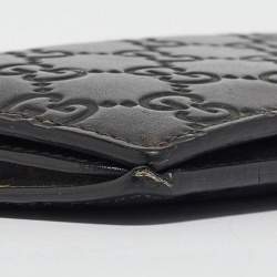 Pre Owned Gucci Black Guccissima Leather Bifold Long Wallet