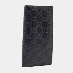 Pre Owned Gucci Black Guccissima Leather Bifold Long Wallet