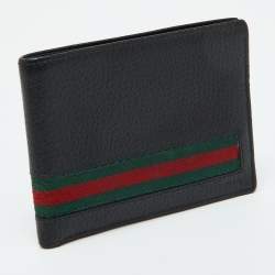 Gucci Black Leather Web Bifold Wallet