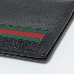 Gucci Black Leather Web Bifold Wallet