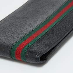 Gucci Black Leather Web Bifold Wallet
