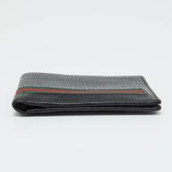 Gucci Black Leather Web Bifold Wallet