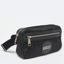 Gucci Black GG Econyl Nylon and Leather Off the Grid Belt Bag