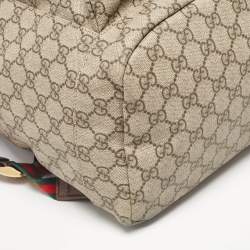 Gucci Beige GG Supreme Canvas Web Soft Backpack