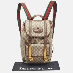 Gucci Beige GG Supreme Canvas Web Soft Backpack