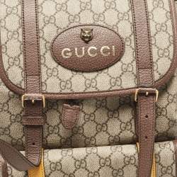 Gucci Beige GG Supreme Canvas Web Soft Backpack