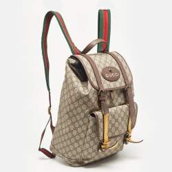 Gucci Beige GG Supreme Canvas Web Soft Backpack