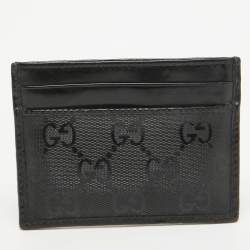 Gucci Black Grey GG Supreme Canvas and Leather Wolf Printed Card Case Gucci TLC