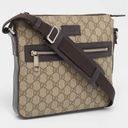 Gucci Beige/Brown GG Supreme Canvas and Leather Messenger Bag