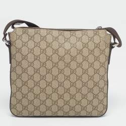 Gucci Beige/Brown GG Supreme Canvas and Leather Messenger Bag