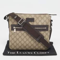 Gucci Beige/Brown GG Supreme Canvas and Leather Messenger Bag