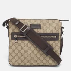Gucci Beige/Brown GG Supreme Canvas and Leather Messenger Bag