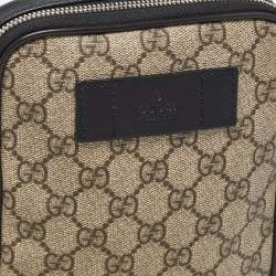 Gucci Black/Beige GG Supreme Canvas and Leather Double Belt Bag