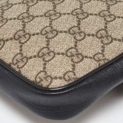 Gucci Black/Beige GG Supreme Canvas and Leather Double Belt Bag
