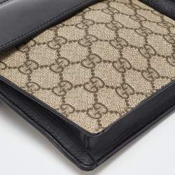Gucci Black/Beige GG Supreme Canvas and Leather Double Belt Bag