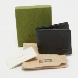 Gucci Black Leather Web Bifold Wallet