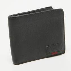 Gucci Black Leather Web Bifold Wallet