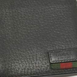 Gucci Black Leather Web Bifold Wallet