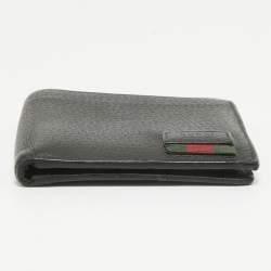Gucci Black Leather Web Bifold Wallet