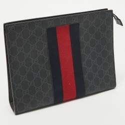 Gucci Black GG Supreme Canvas Web Zip Pouch