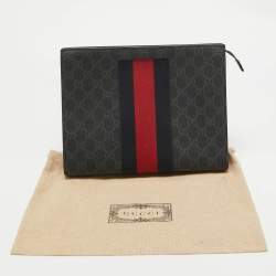 Gucci Black GG Supreme Canvas Web Zip Pouch