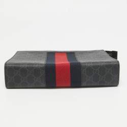 Gucci Black GG Supreme Canvas Web Zip Pouch