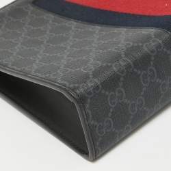 Gucci Black GG Supreme Canvas Web Zip Pouch