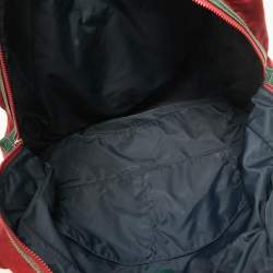 Gucci Red/Dark Blue Nylon Logo Travel Bag
