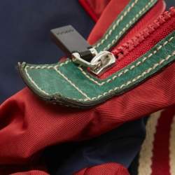 Gucci Red/Dark Blue Nylon Logo Travel Bag