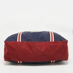 Gucci Red/Dark Blue Nylon Logo Travel Bag