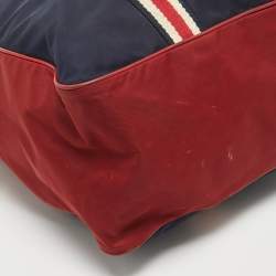 Gucci Red/Dark Blue Nylon Logo Travel Bag
