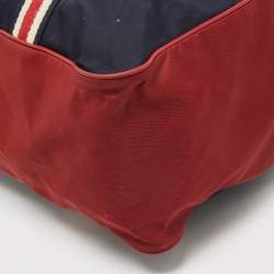 Gucci Red/Dark Blue Nylon Logo Travel Bag