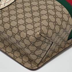 Gucci Beige GG Supreme Canvas and Leather Animalier Vertical Tote