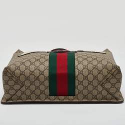 Gucci Beige GG Supreme Canvas and Leather Animalier Vertical Tote