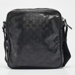Gucci Black GG Imprime Canvas and Leather Messenger Bag