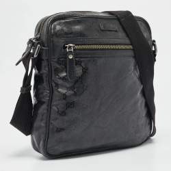 Gucci Black GG Imprime Canvas and Leather Messenger Bag
