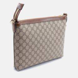 Gucci Beige Brown Coated Canvas Leather Interlocking GG Supreme Bag