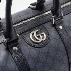 Gucci Navy Blue GG Supreme Canvas and Leather Medium Ophidia Duffel Bag
