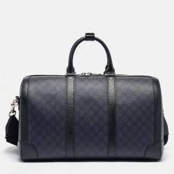 Gucci Navy Blue GG Supreme Canvas and Leather Medium Ophidia Duffel Bag