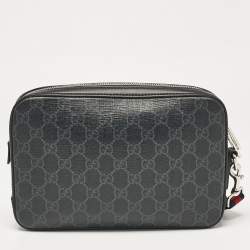 Gucci Black GG Supreme Canvas Wristlet Pouch