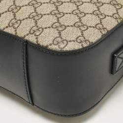 Pre Owned Gucci Black/Beige GG Supreme Canvas and Leather Camera Messenger Bag