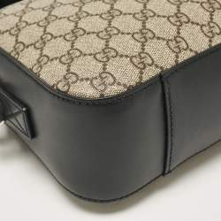 Pre Owned Gucci Black/Beige GG Supreme Canvas and Leather Camera Messenger Bag