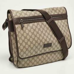 Gucci Dark Brown/Beige GG Supreme Canvas Messenger Bag