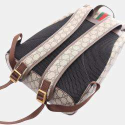 Gucci Beige Brown Multicolor Coated Canvas Leather Ophidia GG Supreme Backpack